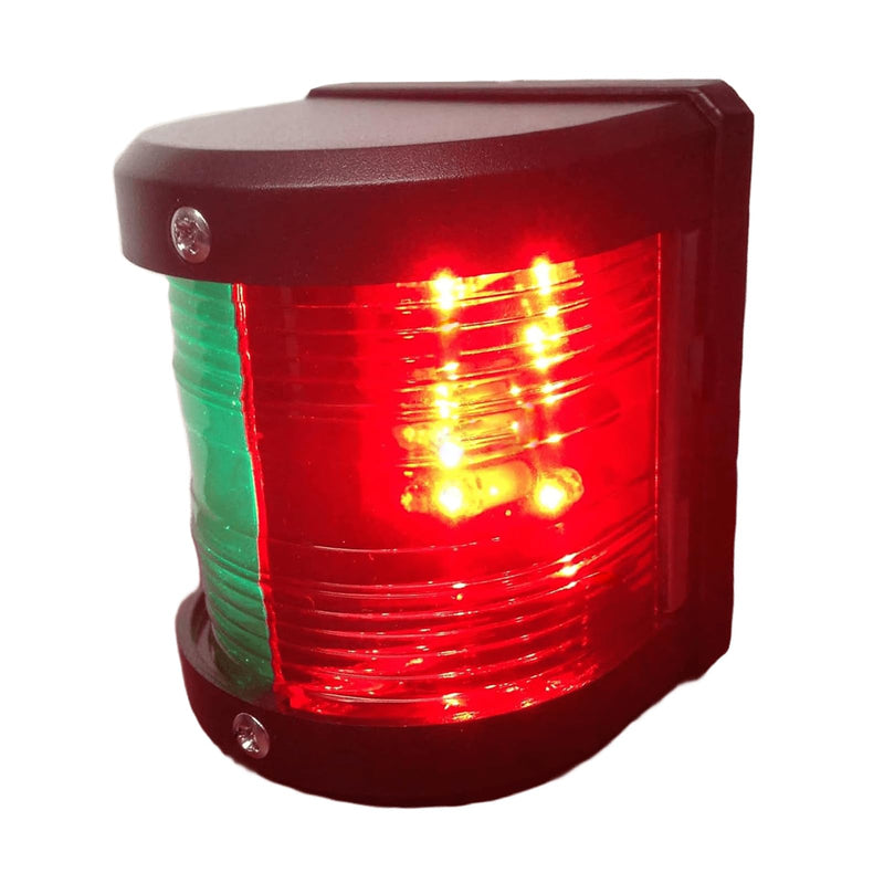 Boat Pontoon LED Navigation Light Black ABS Plastic Housing Boats Up to 12M Waterproof IP:66 Surface Mount 2NM (Combo Green and Red Bow)