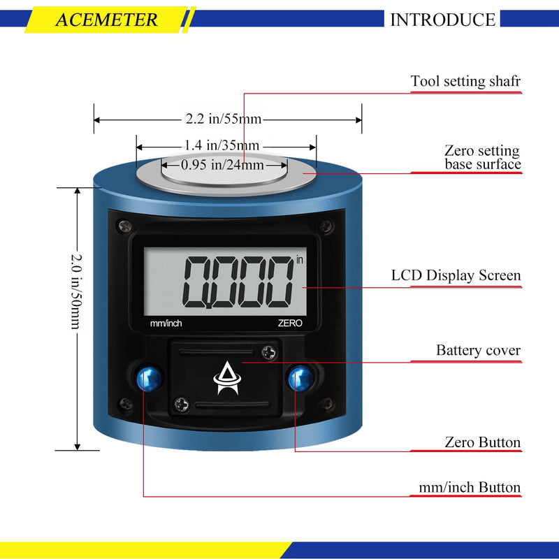 Electronic Z Axis Zero Setter,Digital Height Pre-Setter,Z Axis Pre Setting Device Positioning Tool,CNC Machining Center Blade Adjuster,for CNC Lathe,Milling Machine,Drilling Machine