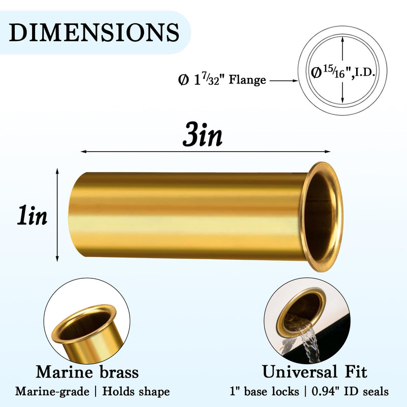 2Pcs Brass Drain Pipe Kit - 1 Inch-Drain Pipe Flaring Tool & 3 * 1 Inches Brass Drain Tube for Boat Marine Transom Repairs Replaces Water Marine Transom