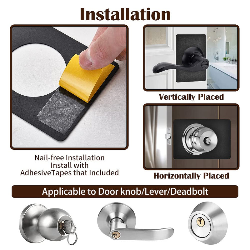 Door Knob/Deadbolt Reinforcement Plate Matte Black, Door Handle Fixing Cover Filler Repair Backplate, Door Lock Hole Backing Reinforcer Kit 2PCS 2 pcs