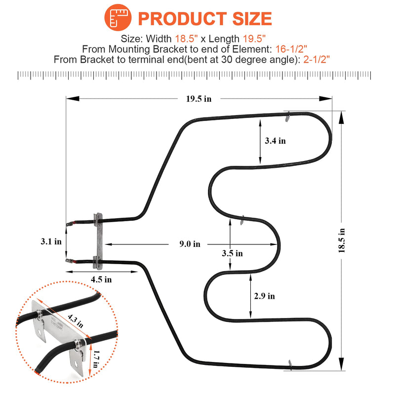 Beaquicy WB44T10011 Oven Bake Element - Replacement for Ken-more G-E Oven, Replaces: WB44T10059, 820921, AH249286, EA249286, PS249286