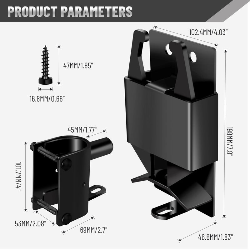 2 Pcs Farm Gate Latch, Heavy Duty 2 Way Gate Latch Lockable, Livestock Gate Latches for Metal Gates, Ranches, Farms, Stables, Horse Corrals, Pet Cages, Black Hardware with Screws