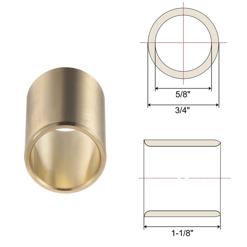 uxcell Sleeve Bearings 5/8" Bore 3/4" OD 1-1/8" Length Cast Brass Self-Lubricating Bushing 5/8" x 3/4" x 1-1/8"