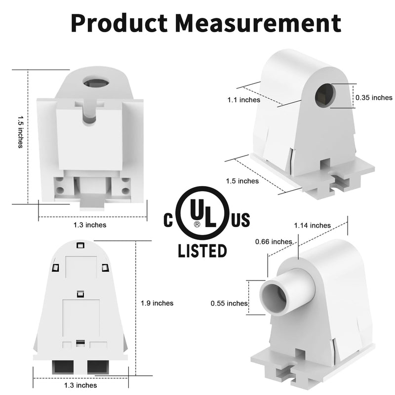 (12-Pairs) JESLED Single Pin FA8 Tombstone - Non-Shunted T8/T10/T12 LED Socket Lampholder Base Holder for 8FT Fluorescent Tube Light, Retrofiting Bulbs Fixtures, Flameresistant Plunger, UL Listed 12-Pairs