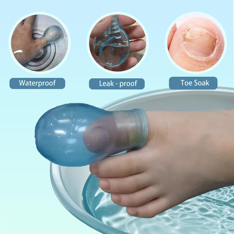 Finger Waterproof Sleeve, Toe Soak Sleeve, Nail Bath Soaking, 3 Pack Reusable Silicone Toe Waterproof Protectors for Shower Bath (2 Small 1 Large) 2 Small 1 Large