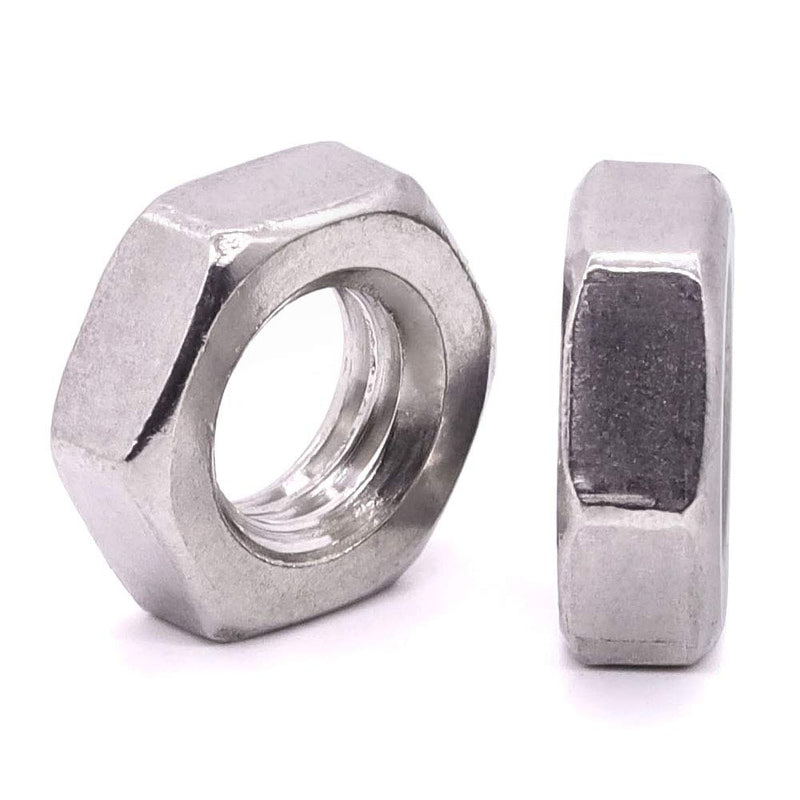 1/4-20 UNC Stainless Steel Thin Hex Nuts Hexagon Jam Nuts, 304 Stainless Steel 18-8, Full Thread, Coarse Thread, 50 PCS 1/4"-20