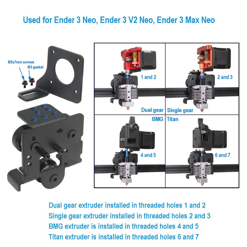 Ender 3 V2 Neo Direct Drive Upgrade Kit Plate with Dual Gear Extruder Kit for Ender 3 V2 Neo/Ender 3 Neo/Ender 3 Max Neo 3D Printer (Aluminum Plate+Dual Extruder Kit) Aluminum Plate+Dual Extruder Kit