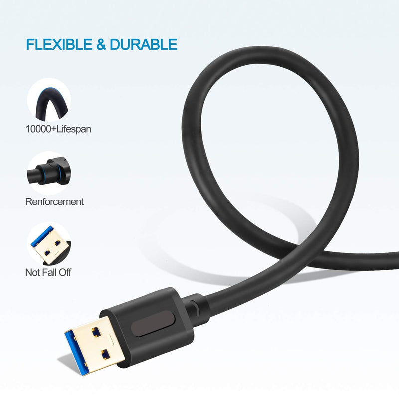 USB 3.0 A to A Male Cable 3Ft,USB to USB Cable USB Male to Male Cable USB Cord with Gold-Plated Connector for Hard Drive Enclosures, DVD Player, Laptop Cooler (3Ft/1M) 3 Ft
