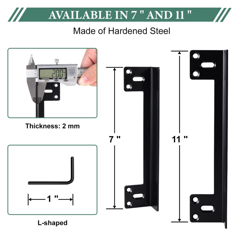 Door Latch Guard Plate, 11” Latch Guard Plate Cover – Cover The Latch Gap Between Door and Door Frame Protect Against Forced Entry, Outswing Door Security Protector, Heavy Duty (11”) 11”