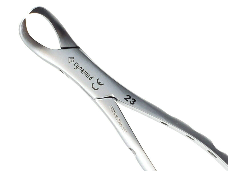 Gold Handle Premium Grade Dental Extracting Extraction Forceps Lower Molars Cow-Horn Beak #23 Dental Extracting Forceps -Cynamed