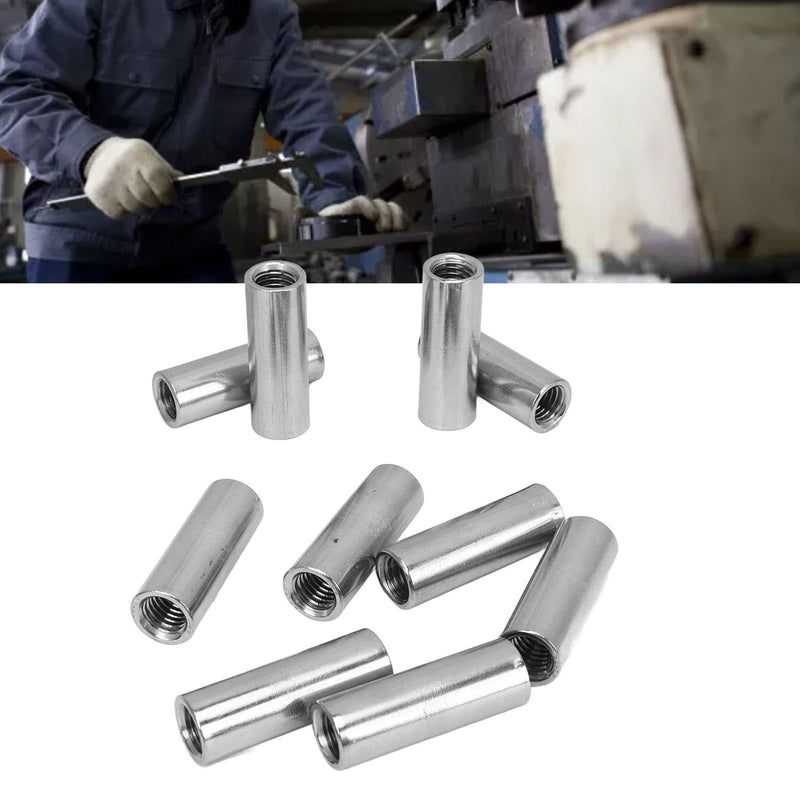10 Pcs Round Coupling Nut M10 x 1.5 Female Thread 14mm Outer Diameter 40mm Length 304 Stainless Steel Silver Round Rod Coupling Nuts M10 x 1.5 40mm