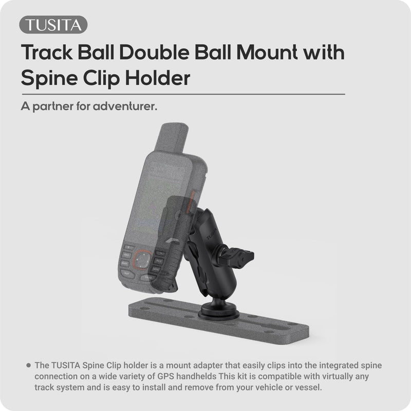TUSITA Track Ball Double Ball Mount with Spine Clip Holder Compatible with Garmin Handheld GPS