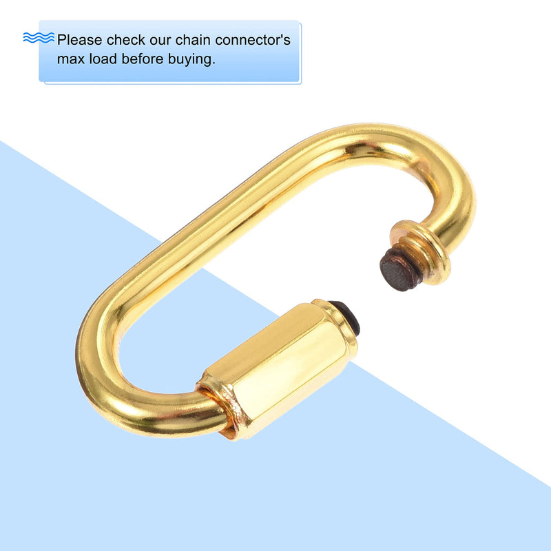 MECCANIXITY Chain Connector, 5mm Thick Quick Link Screw Lock Oval Clips for Chandelier Pendant Lights Electrophoretic Gold Pack of 4