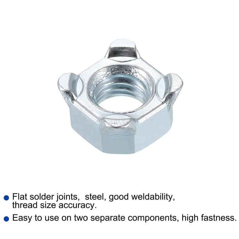 uxcell Weld Nuts, M6 Square UNC Carbon Steel Machine Screw Silver 20Pcs