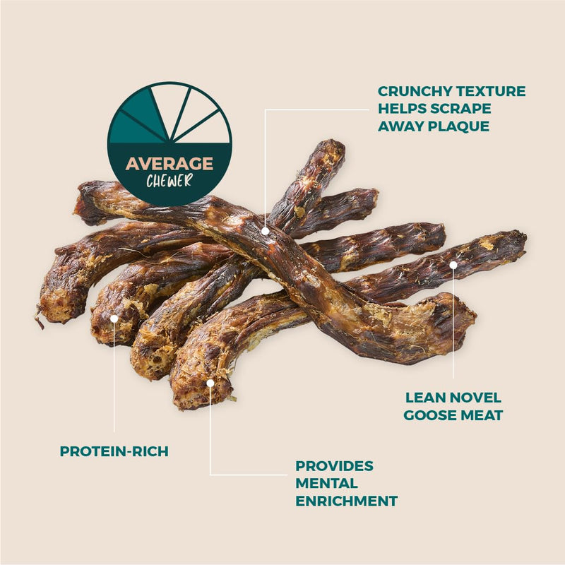 Natural Goose (Geese) Necks for Dogs, Premium Protein-Rich Dog Chews, All Natural Dental Treats, Single Ingredient, Alternative to Chicken, Duck & Turkey, 12 Pack