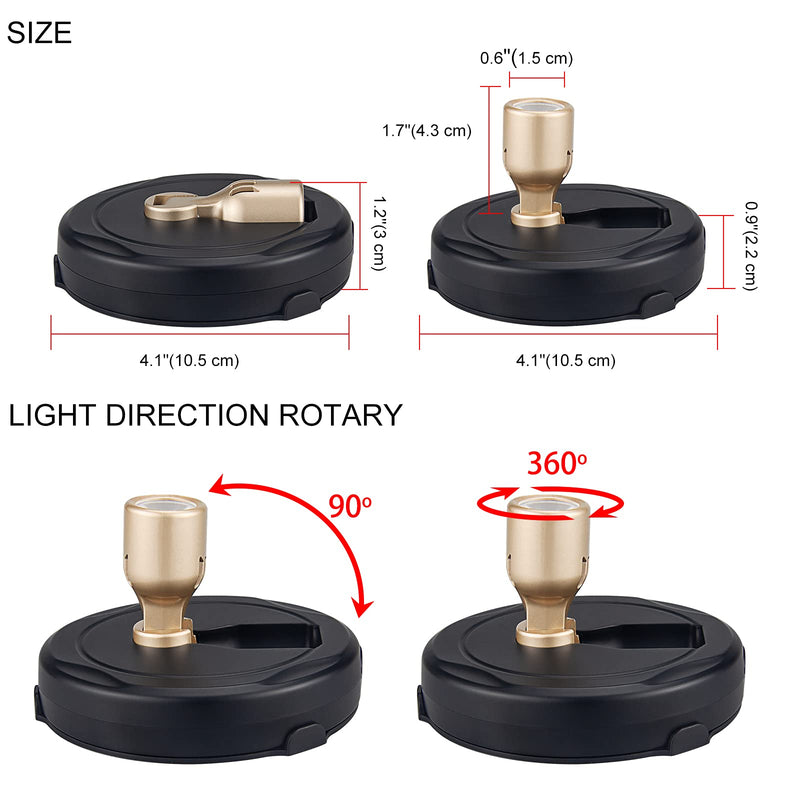 Wireless LED Spotlight, Battery Powered Picture Lights, Uplighting Indoor, Puck Lights with Remote, Stick Spot Lights for Wall Art Display Dartboard Painting Artwork Accent Closet-Gold Black+G