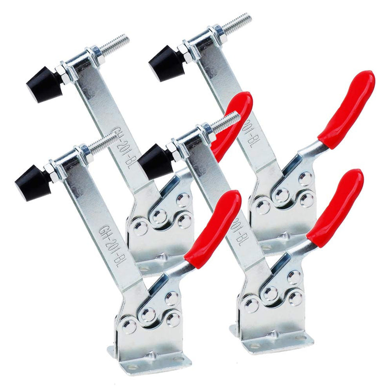 E-TING 4Pcs Hand Tool Toggle Clamp 201B-Upgrade Horizontal Clamp Antislip Quick Release Tool (Longer 201BL Toggle Clamp) Longer 201BL Toggle Clamp