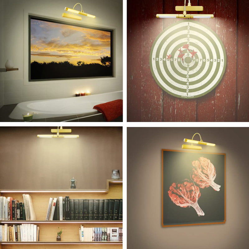 LUXSWAY Wireless Picture Light Battery Operated, Remote Control Painting Light with Rotatable Light Tube, Dimmable and Timer Off Art Display Light for Picture Frame Artworking Portrait -Orange Gold Battery-13 inch