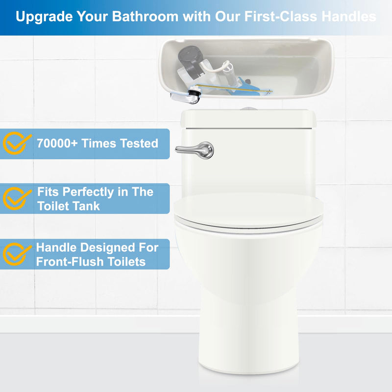 Toilet Handle Replacement Kit, Front Universal Toilet Flush Handle, Zinc Alloy Toilet Handle Lever with H2 Brass Arm, Compatible with American Standard/Mansfield Toilet