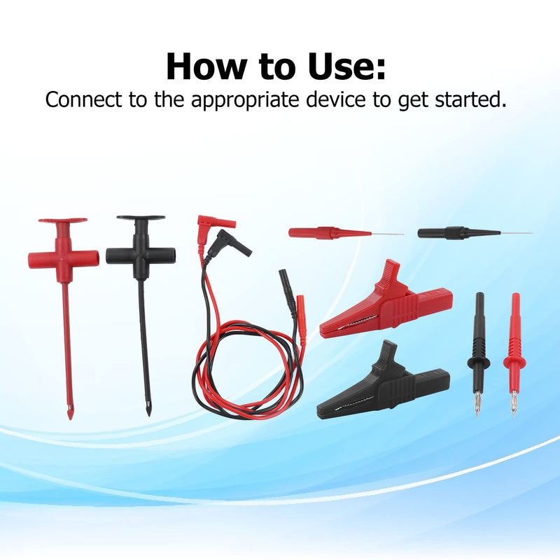 19A JT8001‑1 Wire Piercing Probe Kit, Multimeter Tester Automotive Magnetic Test Leads, Banana Plug Extension Test Cable Set