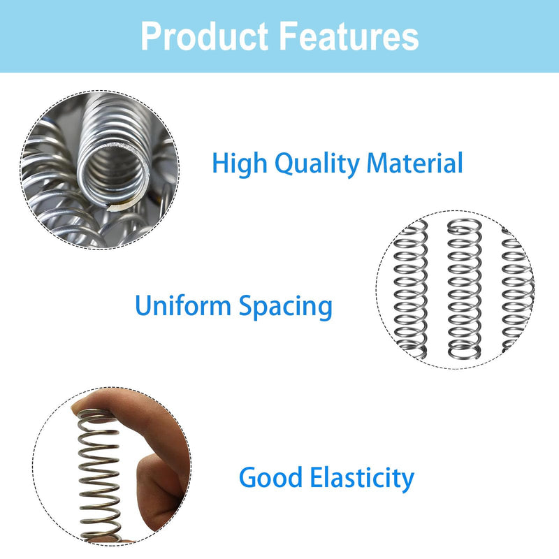 20Pcs SP9706 Mechanical Compression Spring, Stainless Steel Extension Spring 0.041 GA x 1/2 in. x 1-1/2 in. Sliver Tone (1X12.7X38mm) 1X12.7X38mm