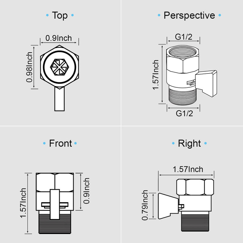 AZOS Brass Shut Off Valve, Water Flow Control Valve, Shower Head Shut Off Valve, Water Flow Control Valves G1/2 Pressure Regulator, Water Pressure Regulator in Black - NewNest Australia
