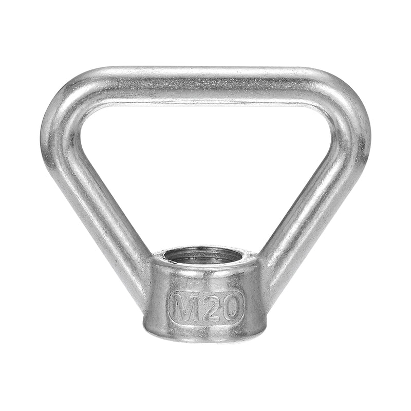 uxcell M20-2.5x80x66mm Lifting Eye Nuts, 2 Pcs 304 Stainless Steel Triangle Shape Threaded Nut Fastener for Home Repairs Rope Fitting
