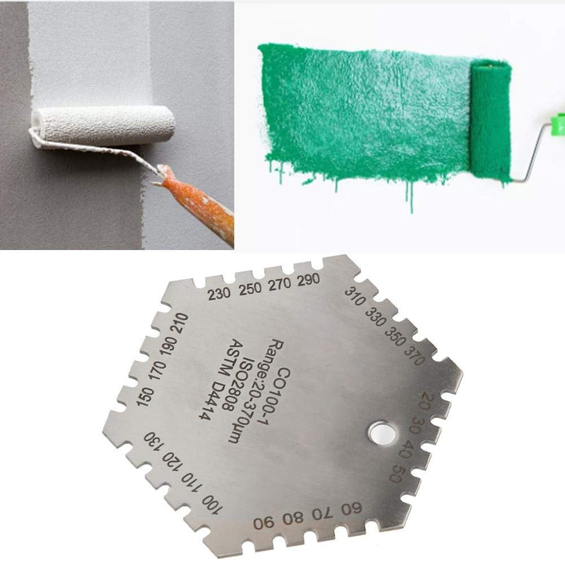 Wet Film Comb CO100-1 Stainless Steel Hexagonal High Exactness Wet Film Thickness Gage Wet Film Comb Card Thickness Meter Architectural Coatings 20-370um
