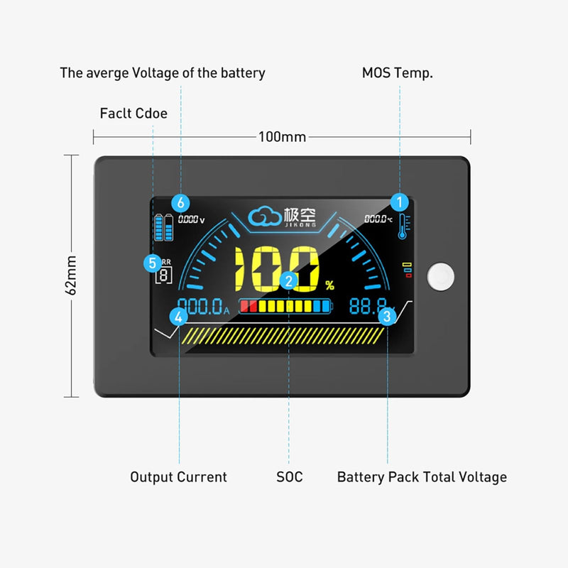 JKBMS 3.2 Inch LCD Display Screen Compatible with All JK Smart BMS Battery Protection Board LCD-3.2-RS485