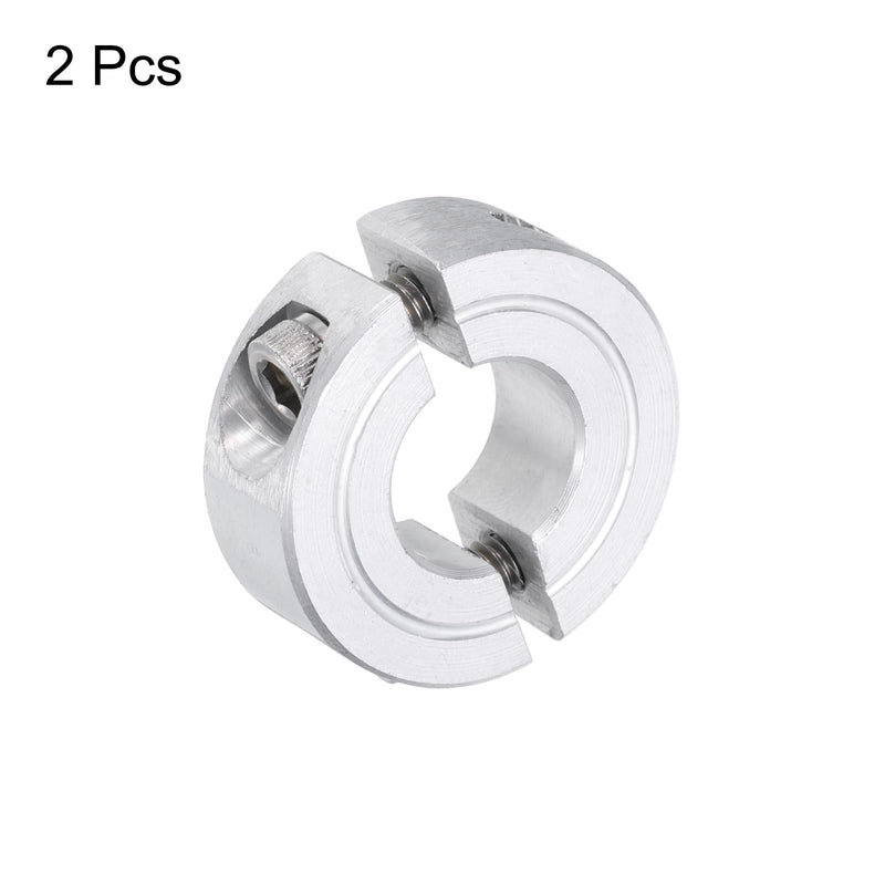 uxcell 2pcs Double Split Clamp-On Shaft Collar for 1/2" Shaft, Two-Piece Clamping Collar, 1-1/8" OD, 13/32" Thickness, Aluminum Alloy Set Screw Split Collar Clamp