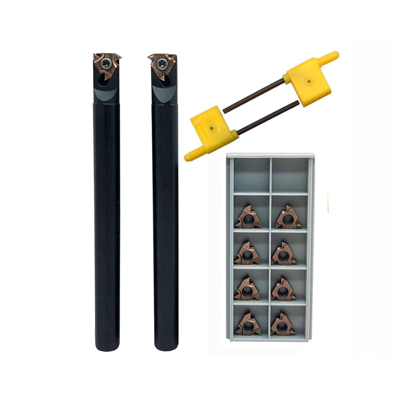 Lather Threading Tool Bit Set External Internal Threading Boring Bars Turning Tool Holders with 11IR AG60 16ER 16IR AG60 Carbide Threading Inserts (2pcs Boring Bars + 16ER IR AG60) 2pcs boring bars + 16ER IR AG60