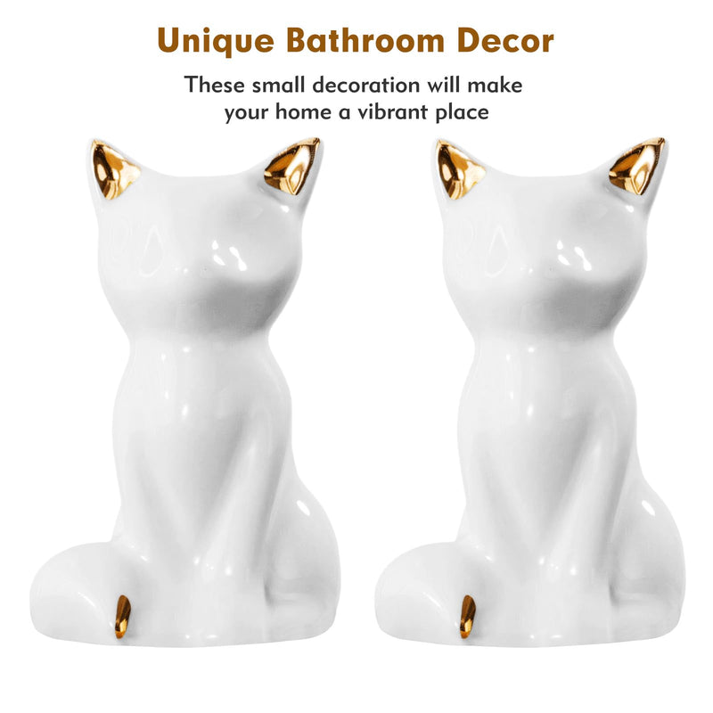 2 Pack Toilet Bolt Covers, Ceramic Toilet Bolt Caps Lovely Cate Toilet Screw Cover Caps, Fashion Toilet Decorative Avoid Rusting of Bolts