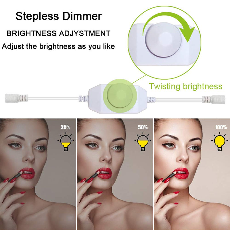 13ft/4M Led Vanity Mirror Lights Kit Bendable NO Need to Cut Vanity Make-up Mirror Cloakroom Adjustable Strip Light Table Set with Dimmer and Power Supply Mirror Not Included (Switch Versions) Switch Versions