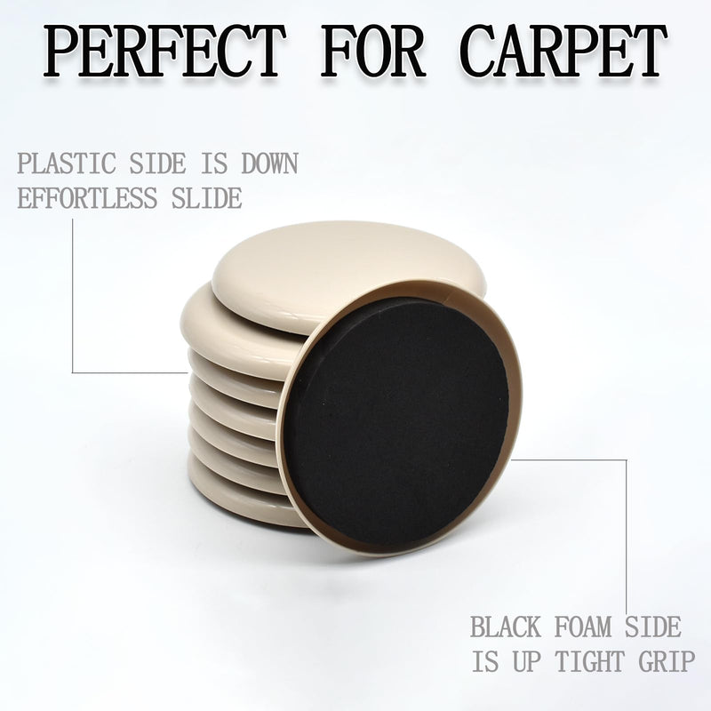 Furniture Sliders, 8 Pcs 3 1/2'' Furniture Sliders Pads for Hardwood Floors, Chair Legs Floors Protectors, Reusable Round Glides Glider, Heavy Duty Furniture Movers Sliders 3 1/2" Round-8 Pack