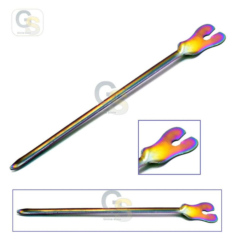G.S Multi Titanium Rainbow Color Grooved Director - "Butterfly Probe", Length 14.5 cm Best Quality