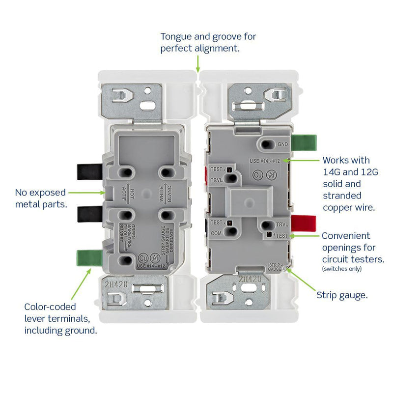 Leviton E5601-MW Decora Edge 15 Amp Single Pole Rocker Switch, 10-Pack, White 10 Pack