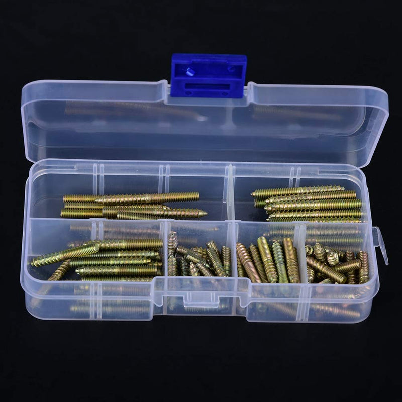 M4 Hanger Bolts, 110pcs 16/20/25/30/35/40mm Double Headed Bolts Wood Dowel Screw Self-Tapping Screw 4mm Hanger Bolts for Wood Joint Furniture Legs