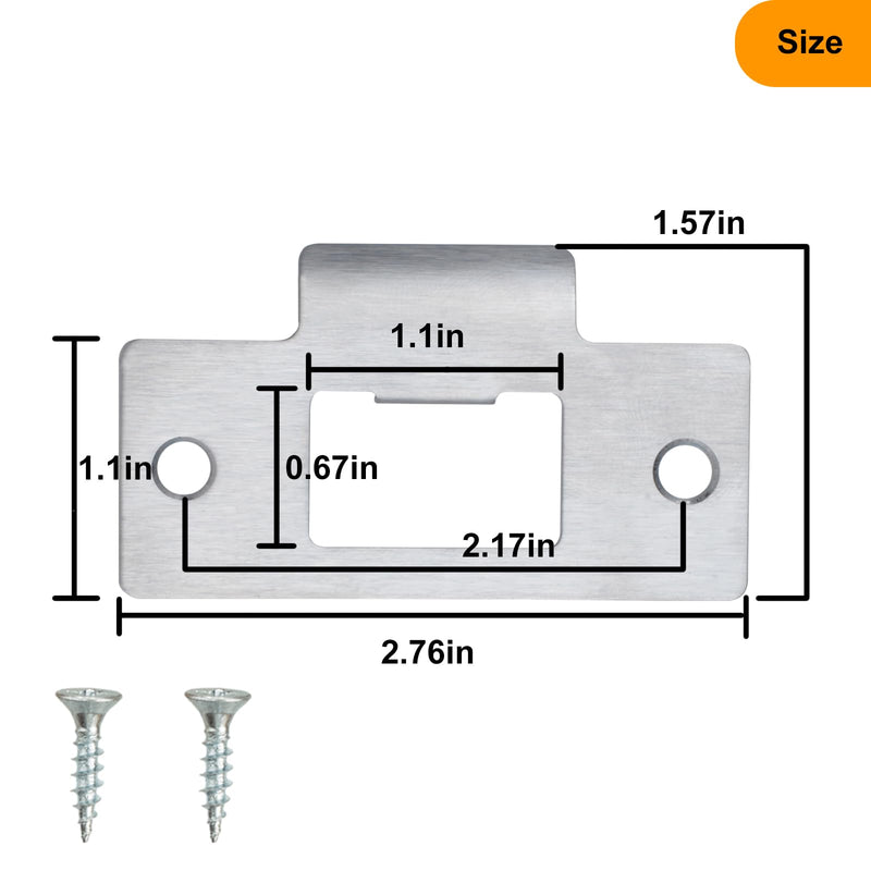 12PCS Universal Door Strike Plate，Replacement Lock Strike Plate T Strike Deadbolt with Screw，Stainless Steel Deadbolt Covers Door Reinforcement Kit for Interior Exterior Door Use(Silver) 12