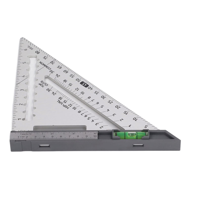 7 Inch Rafter Square with Level Aluminum Alloy Detachable Triangle Square Ruler for Woodworking (Silver) Silver