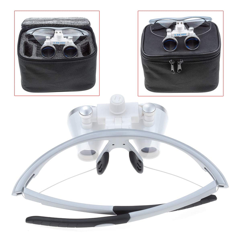 BoNew-Oral 3.5X420MM Surgical Binocular Loupe Magnifier Antifog Loupes Surgical Magnifier Optical Glasses (Silver) Silver