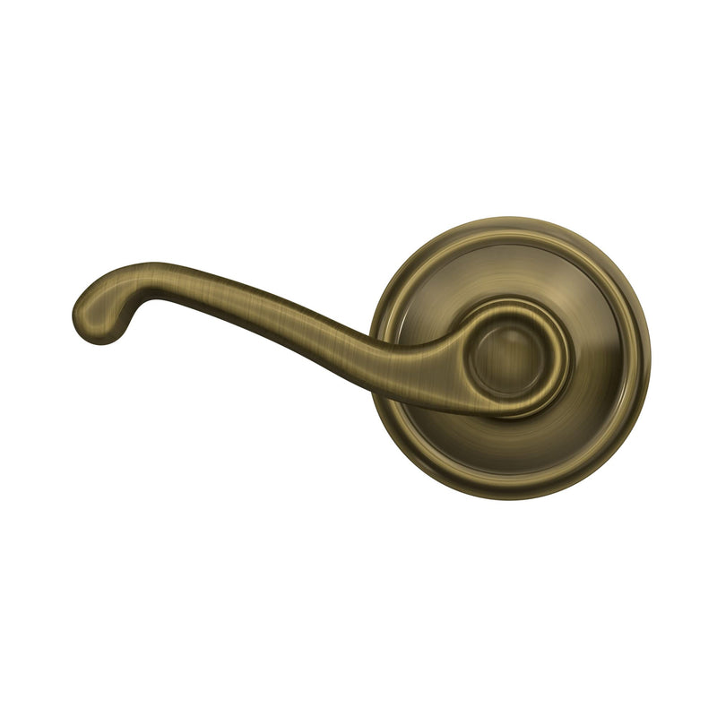 Schlage F10 FLA 609 Flair Door Lever, Hall & Closet Passage Lock, Antique Brass Standard
