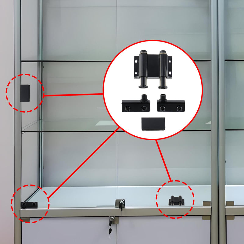 T Tulead Double Magnetic Latch Catch Glass Door Latch Clamp Black Magnetic Touch Latch Set Style 2, Black