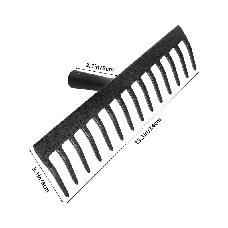 14 Teeth Replacement Rake Head for Garden Cleaning and Soil Loosening Durable Carbon Steel Leaf Rake Tool Accessory Without Handle 13.38 X 3.14 X 3.14 Inches Style