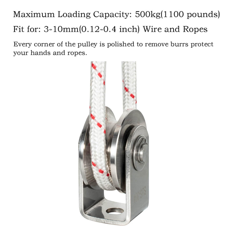 Cable Pulley Wheel Heavy Duty, Fixed Pulley Block, Bearing Inside, for Pulley System Gym Equipment, Lifting, Winch, Loading 1000lb 2Pack 2 pulley wall-mounted