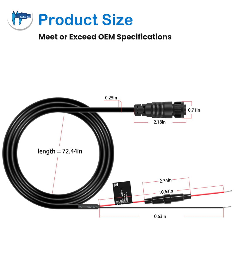 010-10553-00 Marine Power Cable Compatible with Garmin GMS 10 Network Port Expander, 6ft 7-Pin Heavy Duty Power Cord Replacement for Garmin Marine Network System