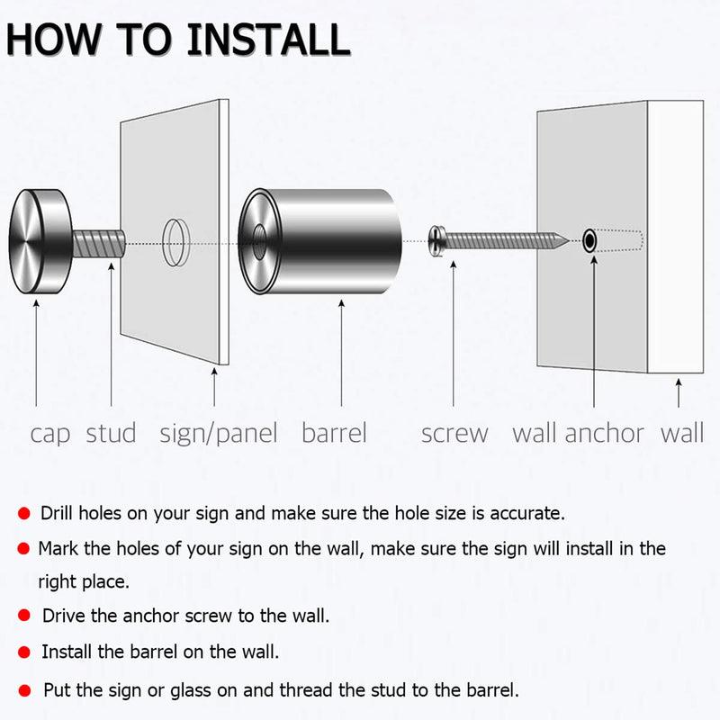 Standoff Screws for Wall Mount, 20 Pcs 3/4 x 1 in Stainless Steel Mounting Hardware, for Hanging Acrylic Picture Frame and Sign Standoffs Acrylic Screws