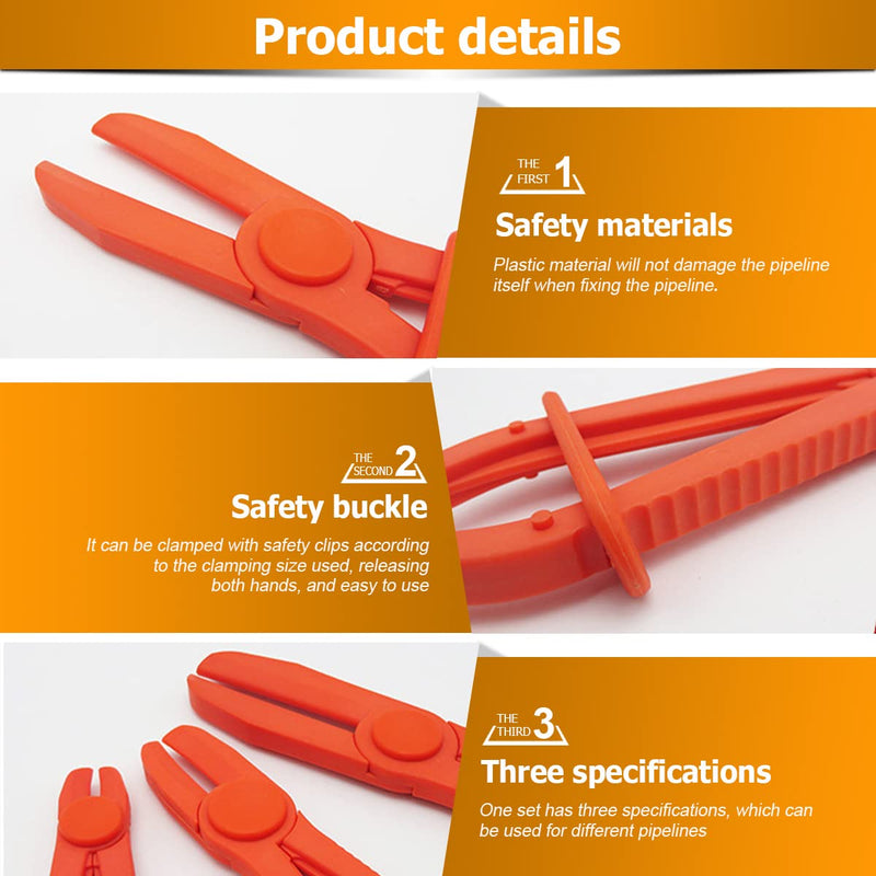 zipelo Hose Clamp Pliers, 6 Pack 3 Size Line Pinch Clamps Set, Plastic Hose Pinching Off Pliers for Automotive Radiator, Brake, Gas, Coolant Hoses and Fuel Lines, Vehicle Tools Car Accessories