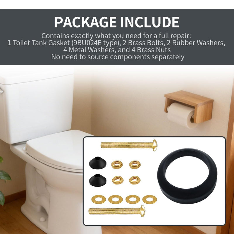 Tank to Bowl Bolt & Gasket Kit, Compatible with Toto Drake/Eco Drake Toilets (9BU024E & THU833-A Replacement), Fits Most Two-Piece Toilet Models