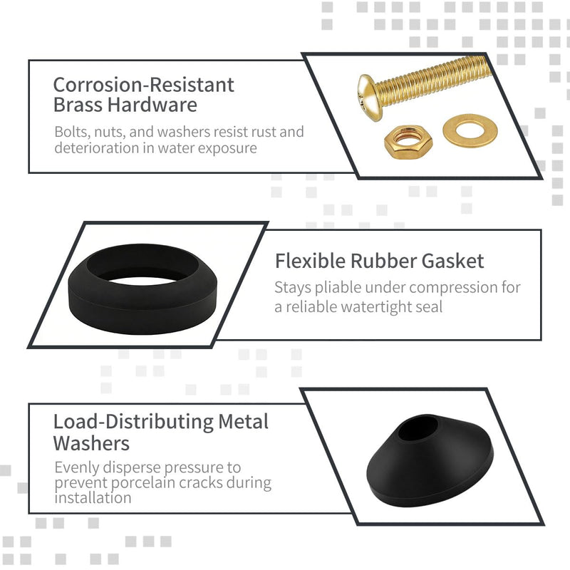 Tank to Bowl Bolt & Gasket Kit, Compatible with Toto Drake/Eco Drake Toilets (9BU024E & THU833-A Replacement), Fits Most Two-Piece Toilet Models