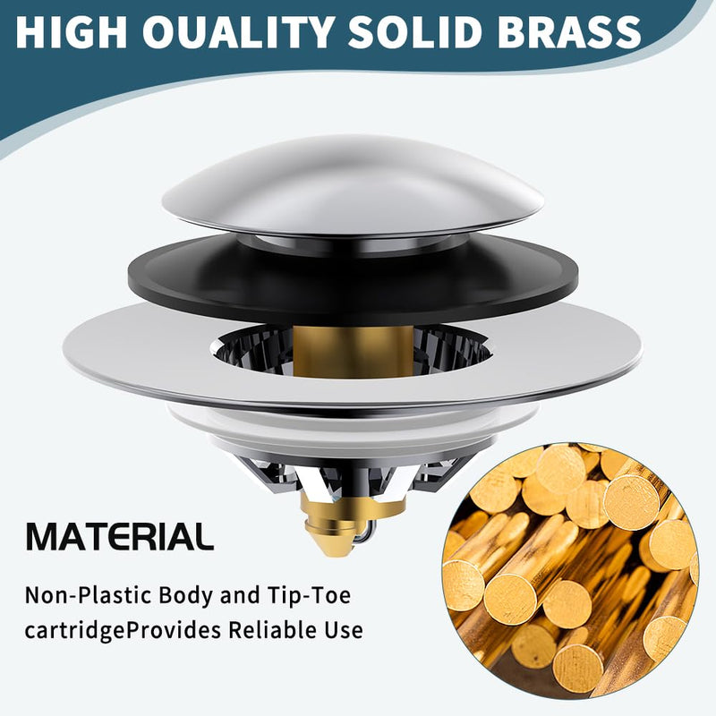 Upgrade Bathtub Drain Stopper with Hair Catcher, Pop Up Tub Drain Stopper, Anti Clogging Bathtub Drain Cover,Replaces Lift and Turn, Tip-Toe and Trip Lever drains for Tub, Easy Install and Clean Chrome Silver